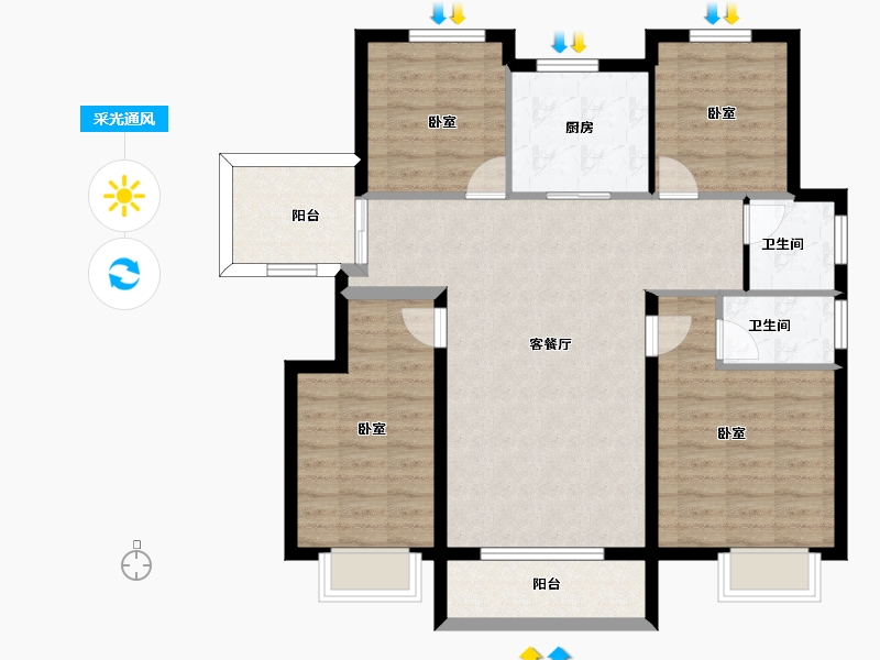 江苏省-无锡市-宜兴中梁首府壹号-100.77-户型库-采光通风