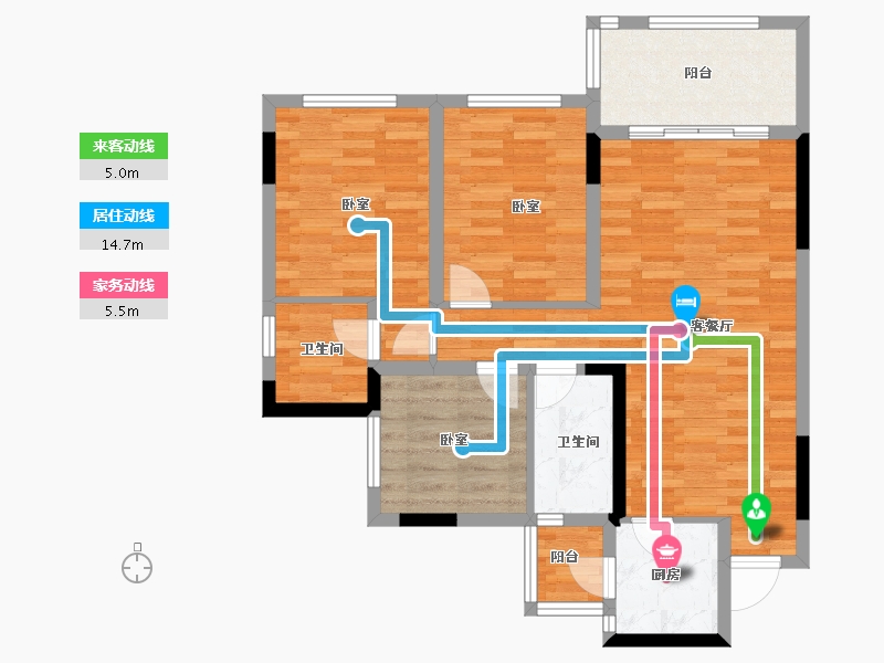 四川省-南充市-阳光珑悦台-81.79-户型库-动静线