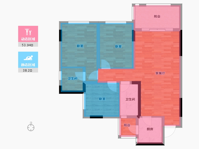 四川省-南充市-阳光珑悦台-81.79-户型库-动静分区