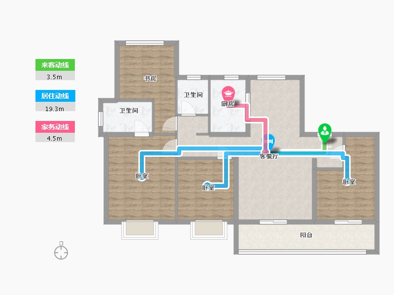 江苏省-无锡市-玫瑰公馆-107.01-户型库-动静线