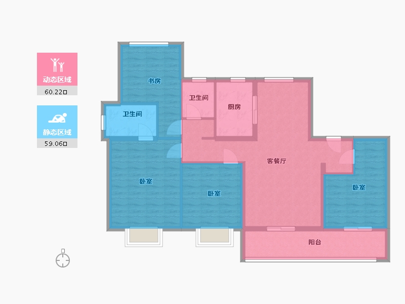 江苏省-无锡市-玫瑰公馆-107.01-户型库-动静分区