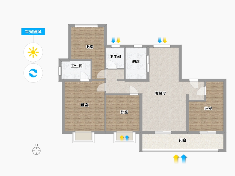 江苏省-无锡市-玫瑰公馆-107.01-户型库-采光通风