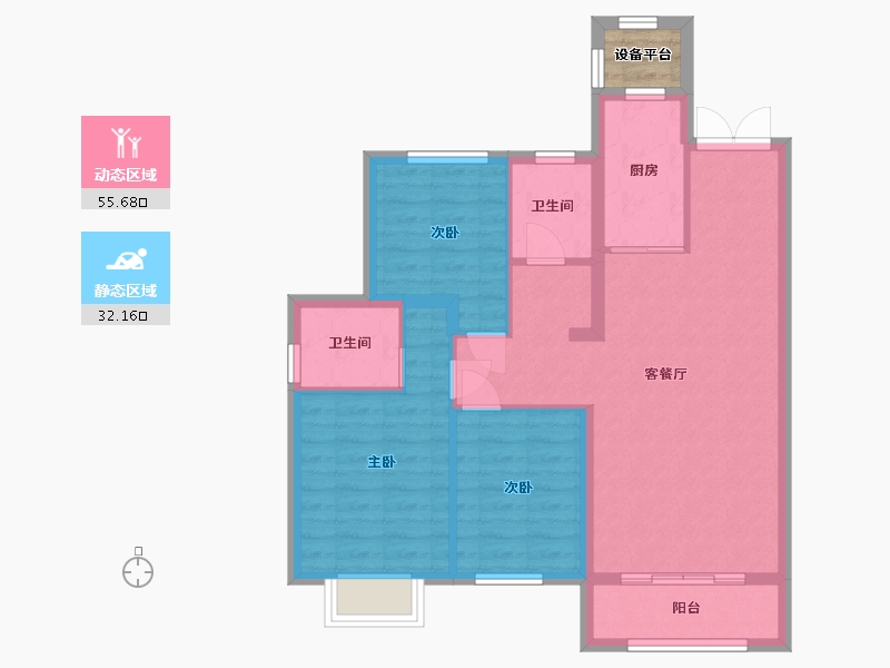 黑龙江省-哈尔滨市-汇龙·拾光里-80.66-户型库-动静分区