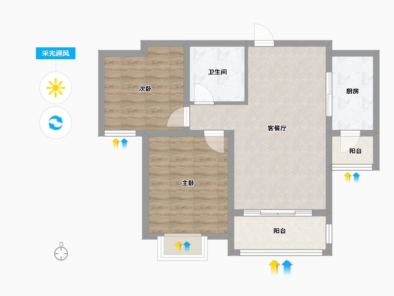 陕西省-榆林市-塞纳公馆-65.04-户型库-采光通风