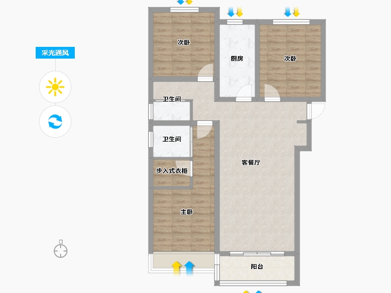 陕西省-榆林市-钰城-88.19-户型库-采光通风