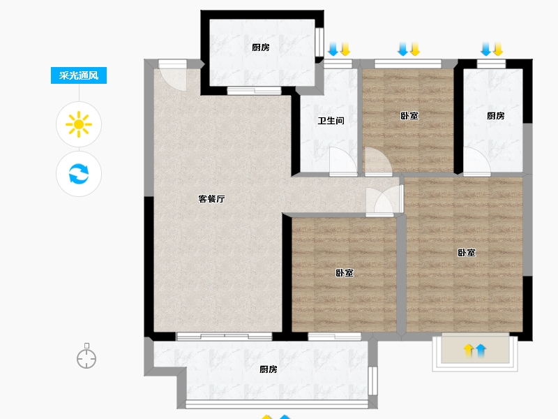 江苏省-无锡市-宝龙TOD未来新城-84.01-户型库-采光通风