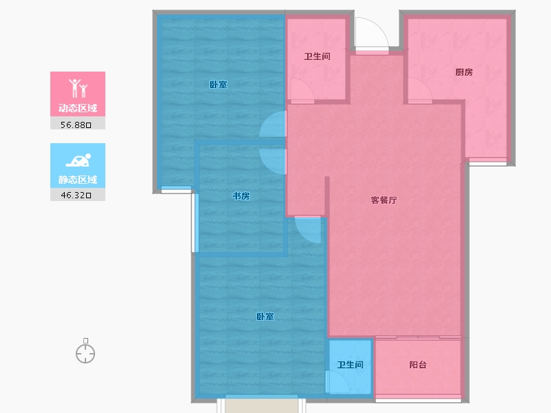 陕西省-渭南市-航运嘉园-94.63-户型库-动静分区