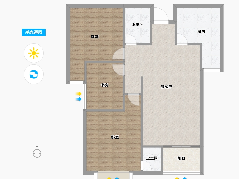 陕西省-渭南市-航运嘉园-94.63-户型库-采光通风