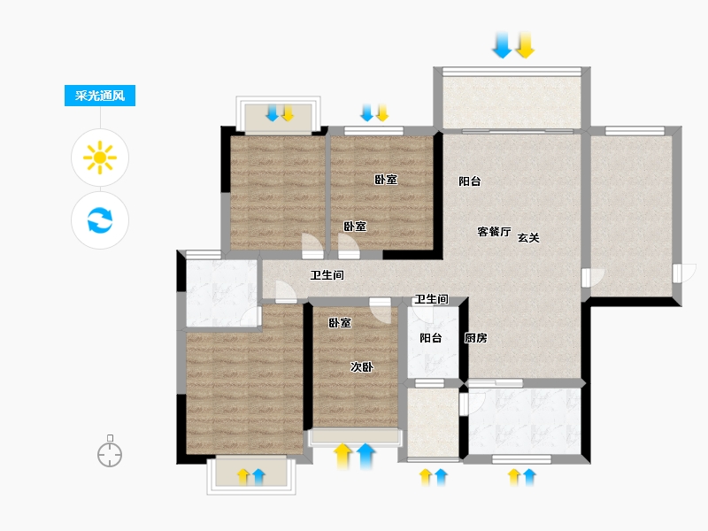 广西壮族自治区-玉林市-裕达壹号城-99.04-户型库-采光通风