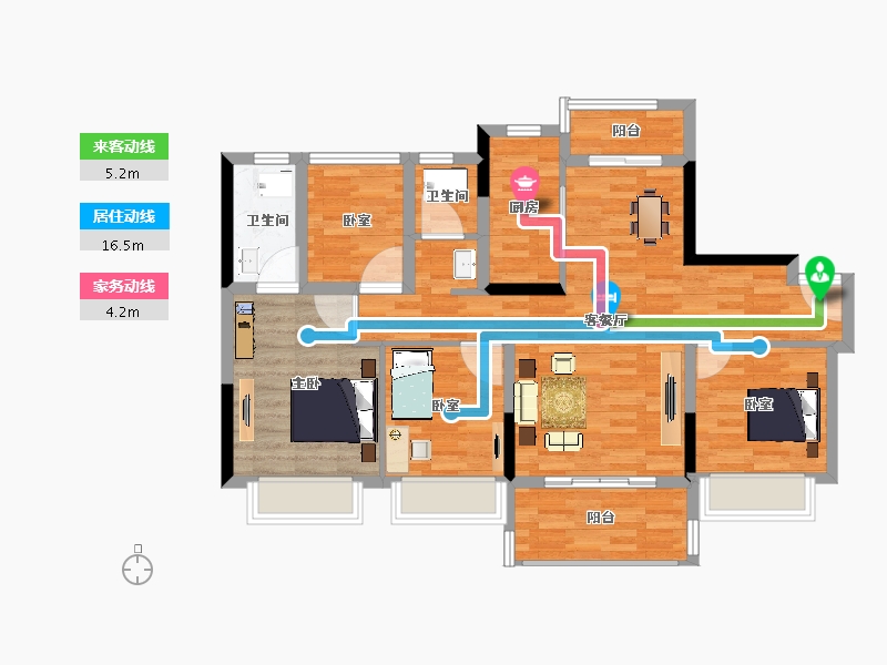 江苏省-南京市-碧桂园北站华府-93.99-户型库-动静线