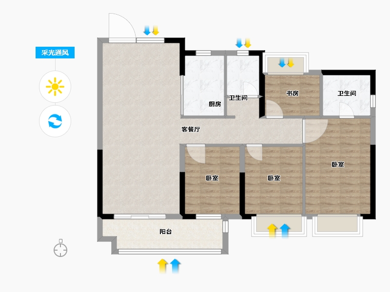 江西省-抚州市-当代阅MOΜΛ-102.00-户型库-采光通风