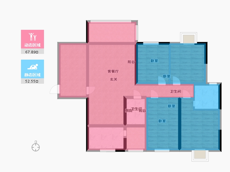 广西壮族自治区-玉林市-裕达壹号城-105.39-户型库-动静分区