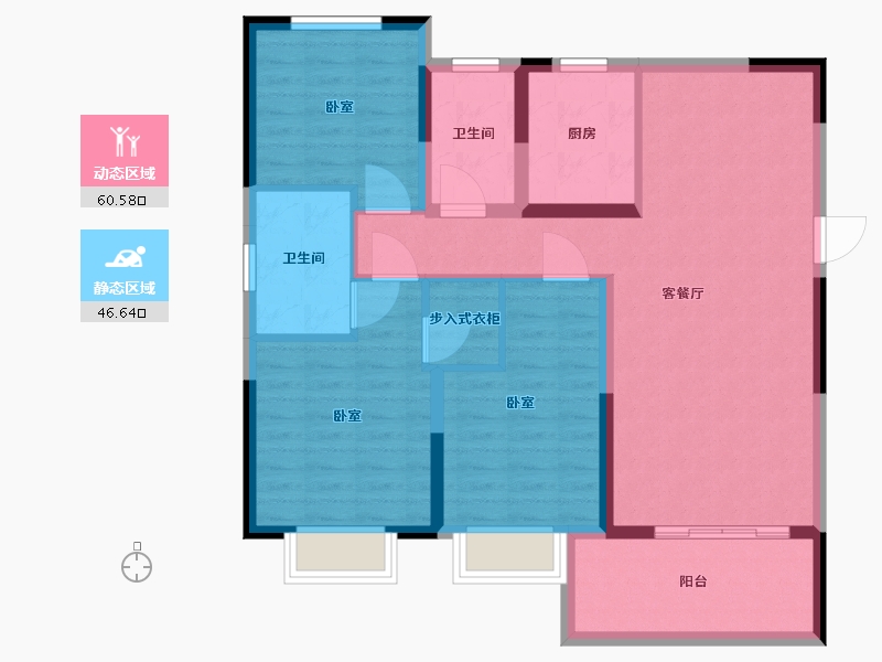 江苏省-无锡市-龙运天城宝龙世家-96.00-户型库-动静分区