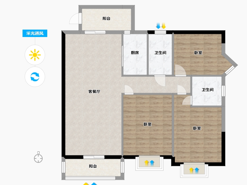 广西壮族自治区-玉林市-御林华府-106.90-户型库-采光通风