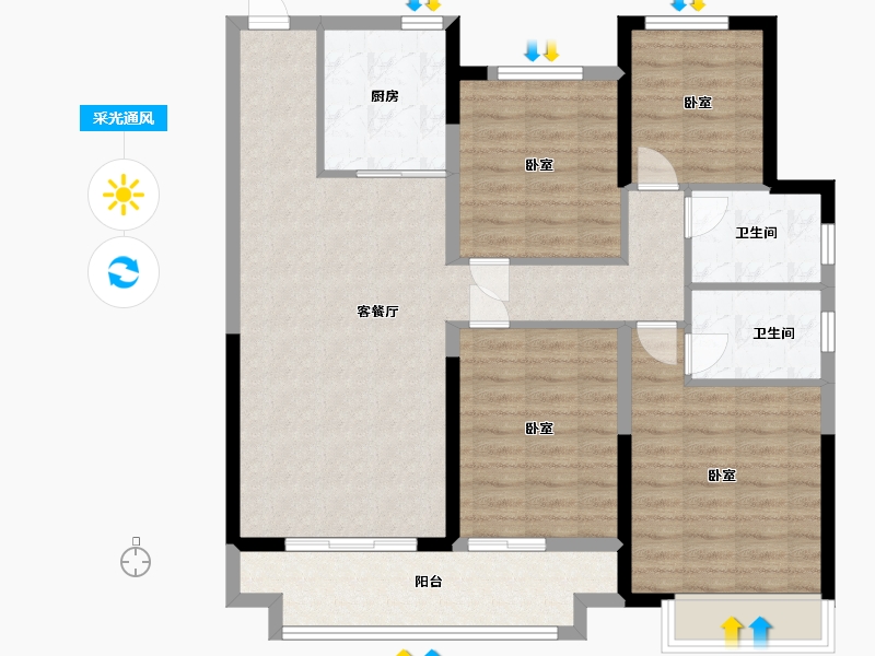 江苏省-常州市-中梁金科启宸-102.00-户型库-采光通风