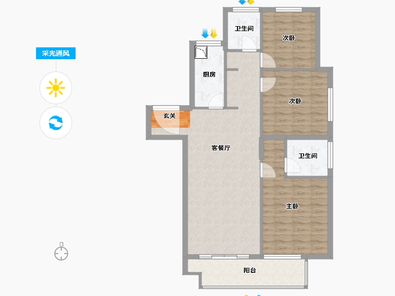 江苏省-南京市-璟悦名邸-93.58-户型库-采光通风