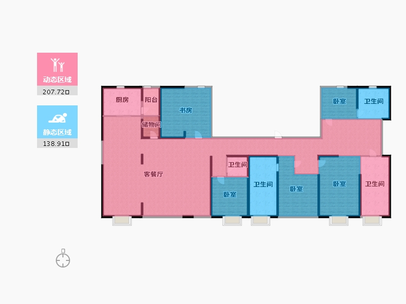 陕西省-西安市-万瑞府-318.80-户型库-动静分区