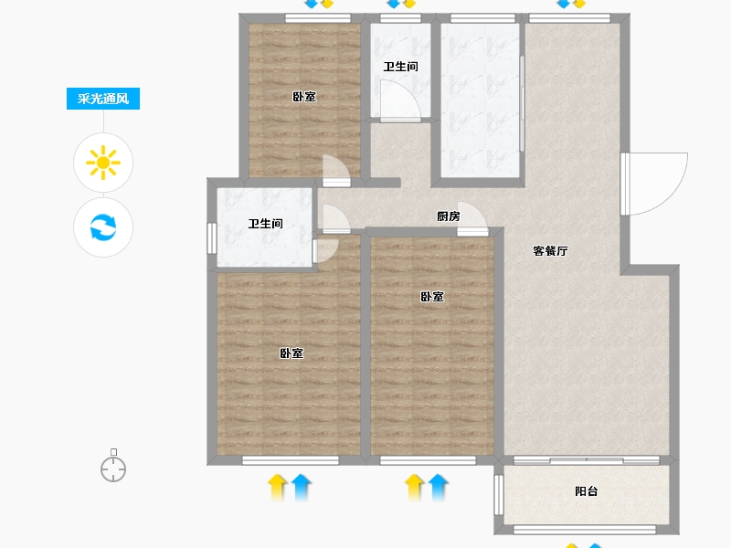 江苏省-无锡市-奥体紫兰园-115.98-户型库-采光通风