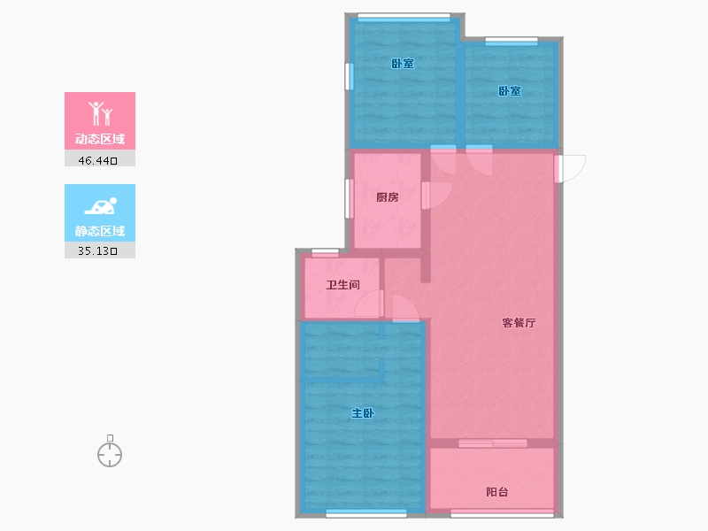 江苏省-苏州市-雅戈尔紫玉花园-72.00-户型库-动静分区