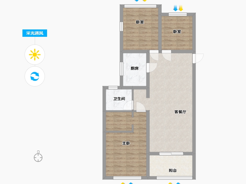 江苏省-苏州市-雅戈尔紫玉花园-72.00-户型库-采光通风