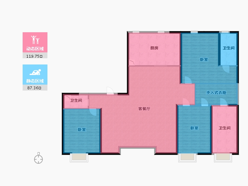 陕西省-西安市-万瑞府-189.68-户型库-动静分区