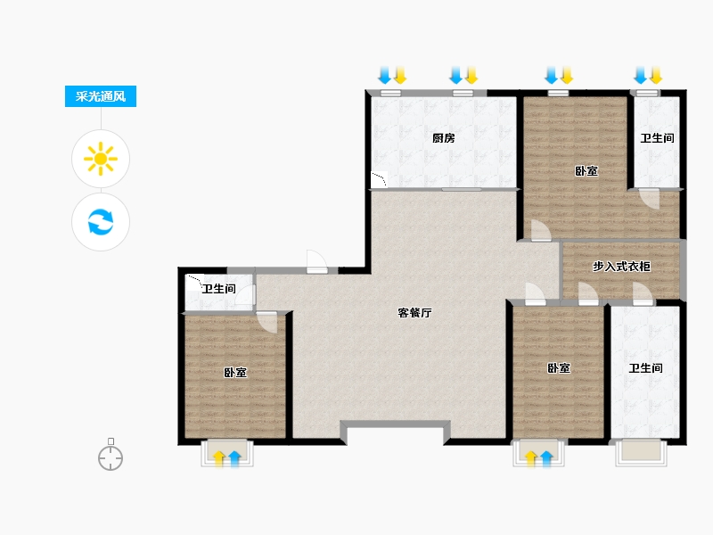 陕西省-西安市-万瑞府-189.68-户型库-采光通风