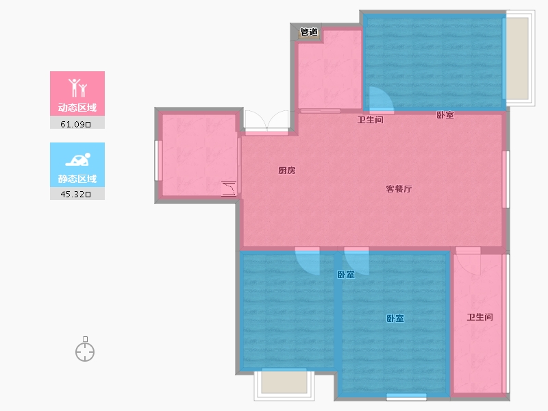 江苏省-苏州市-宝韵铂宫-96.24-户型库-动静分区