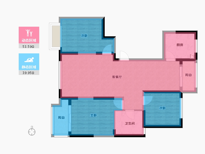 陕西省-榆林市-德通·永和嘉苑-82.93-户型库-动静分区