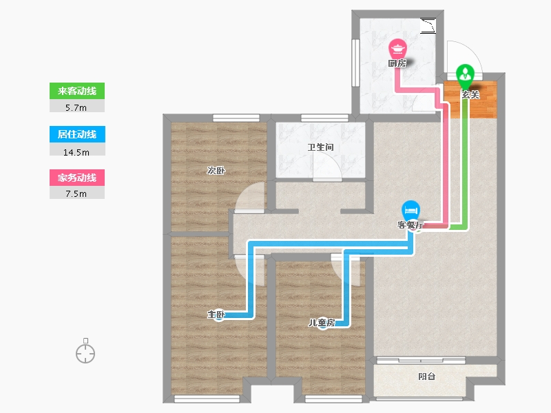 陕西省-西安市-天地源兰樾坊-90.76-户型库-动静线