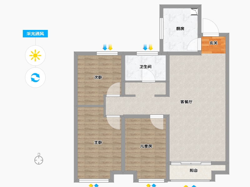 陕西省-西安市-天地源兰樾坊-90.76-户型库-采光通风