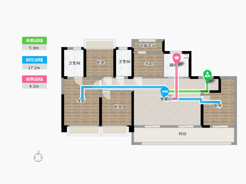 江苏省-常州市-龙湖景粼天著-134.00-户型库-动静线