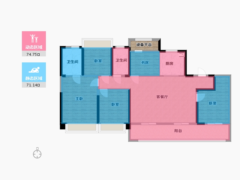 江苏省-常州市-龙湖景粼天著-134.00-户型库-动静分区