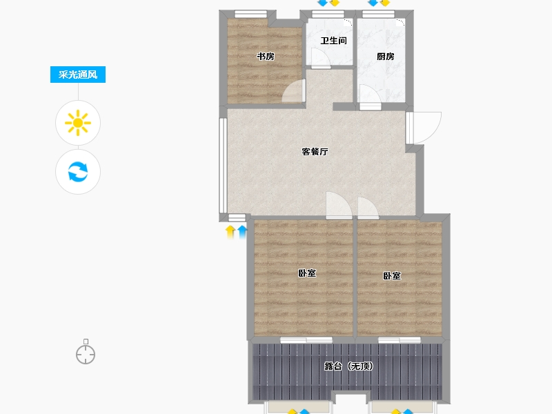 江苏省-南京市-朗诗万都玲珑樾-70.00-户型库-采光通风