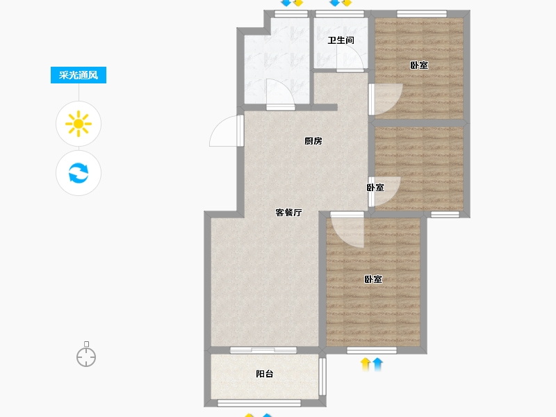 江苏省-无锡市-奥体紫兰园-93.91-户型库-采光通风