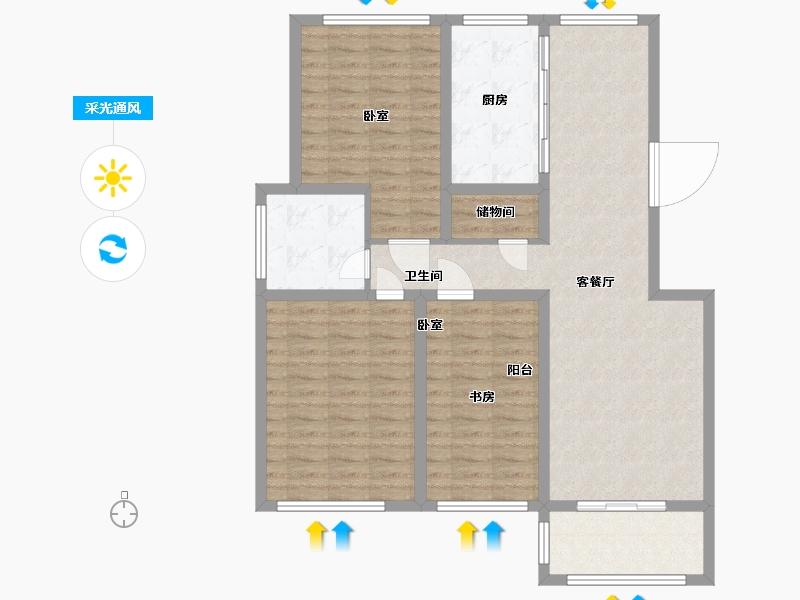 江苏省-无锡市-奥体紫兰园-105.86-户型库-采光通风