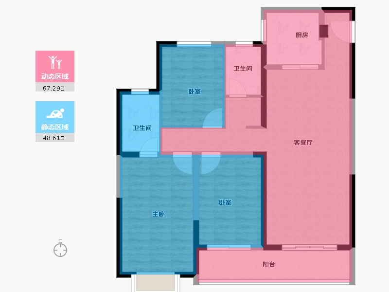 陕西省-西安市-奥园和悦府-104.12-户型库-动静分区