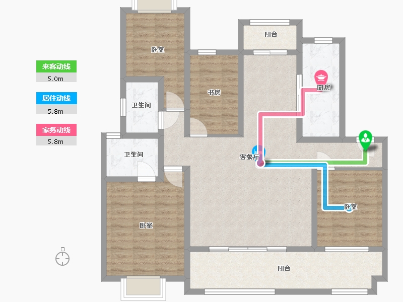 江苏省-苏州市-天房心著华庭-112.68-户型库-动静线