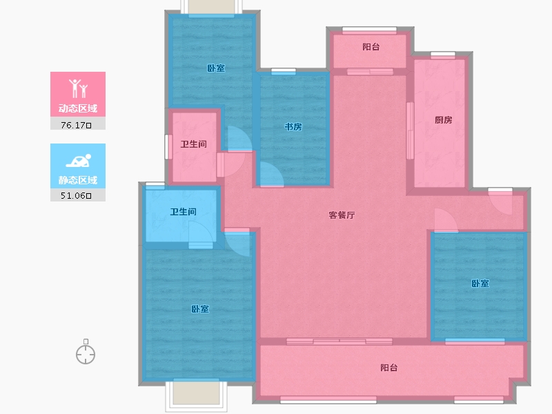 江苏省-苏州市-天房心著华庭-112.68-户型库-动静分区