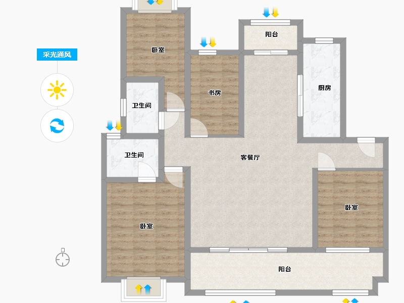 江苏省-苏州市-天房心著华庭-112.68-户型库-采光通风