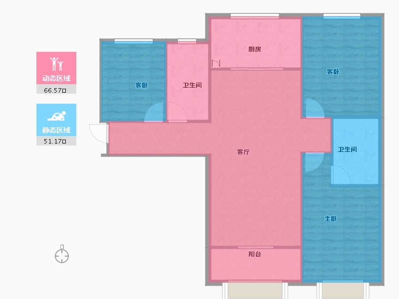 甘肃省-兰州市-津华格林兰-108.70-户型库-动静分区