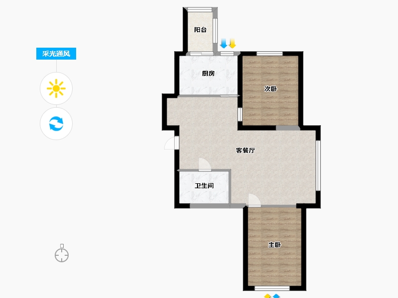 黑龙江省-哈尔滨市-凡尔赛诗城二期-73.70-户型库-采光通风