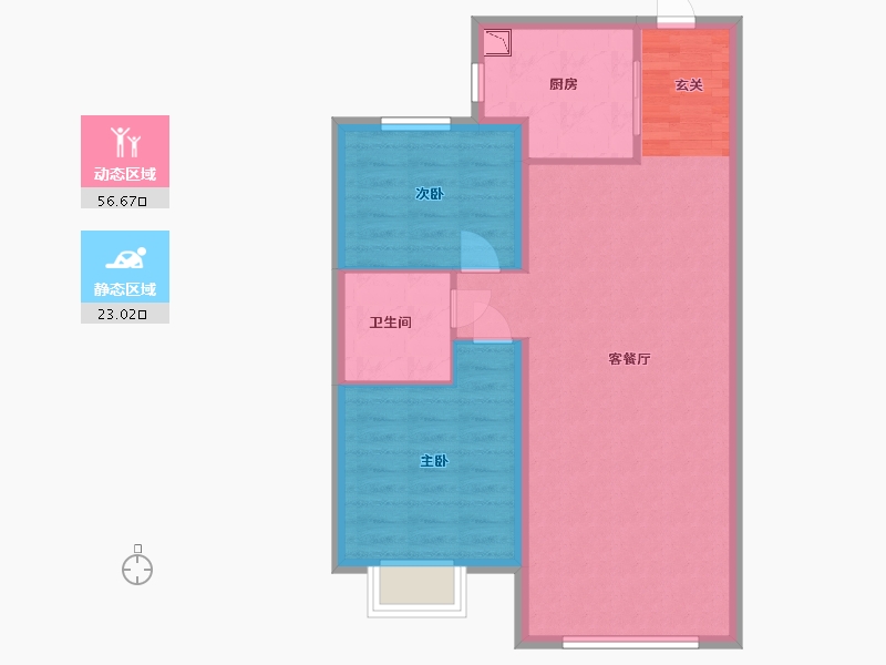 黑龙江省-哈尔滨市-恒泰·悦璟府-72.00-户型库-动静分区