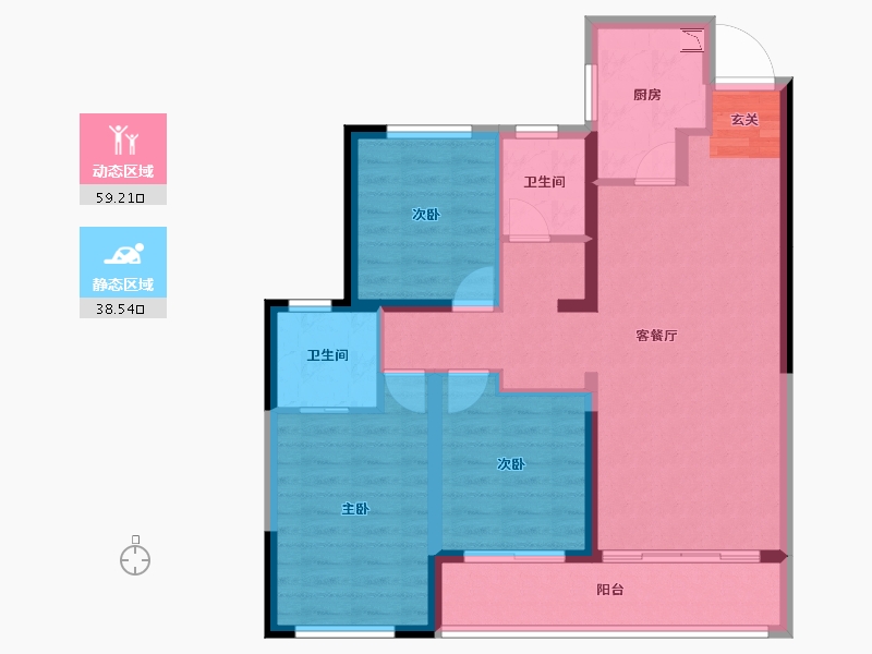 云南省-昆明市-东原璞阅-87.22-户型库-动静分区