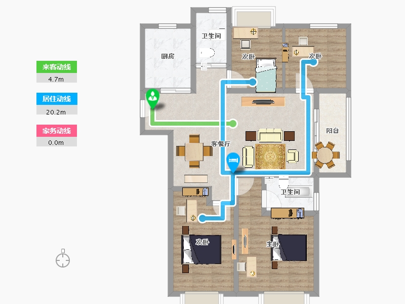 江苏省-南京市-碧桂园中天东方骏庭-104.10-户型库-动静线