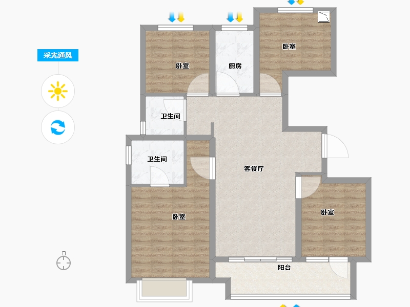 江苏省-徐州市-中南樾府-96.00-户型库-采光通风