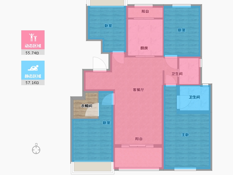 江苏省-苏州市-雅戈尔紫玉花园-104.00-户型库-动静分区