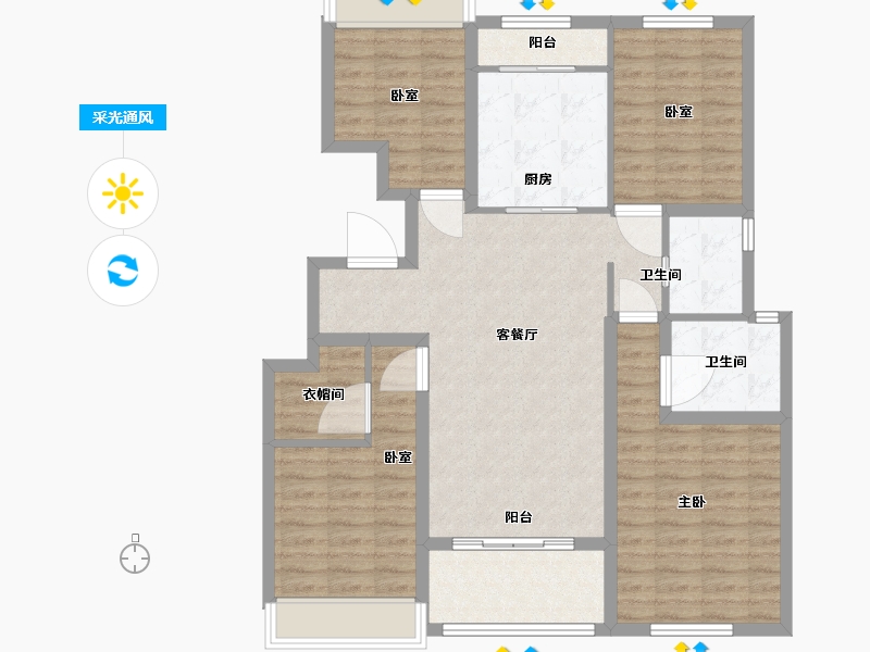 江苏省-苏州市-雅戈尔紫玉花园-104.00-户型库-采光通风