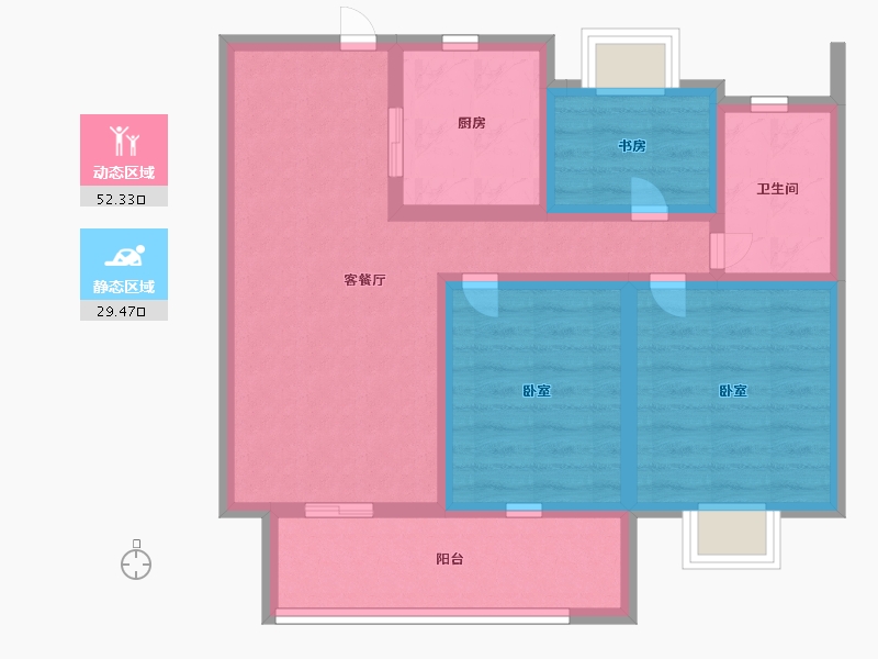 江苏省-南京市-佳源玖棠府-71.00-户型库-动静分区