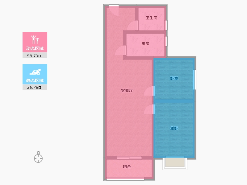 陕西省-咸阳市-滨河星城-75.95-户型库-动静分区