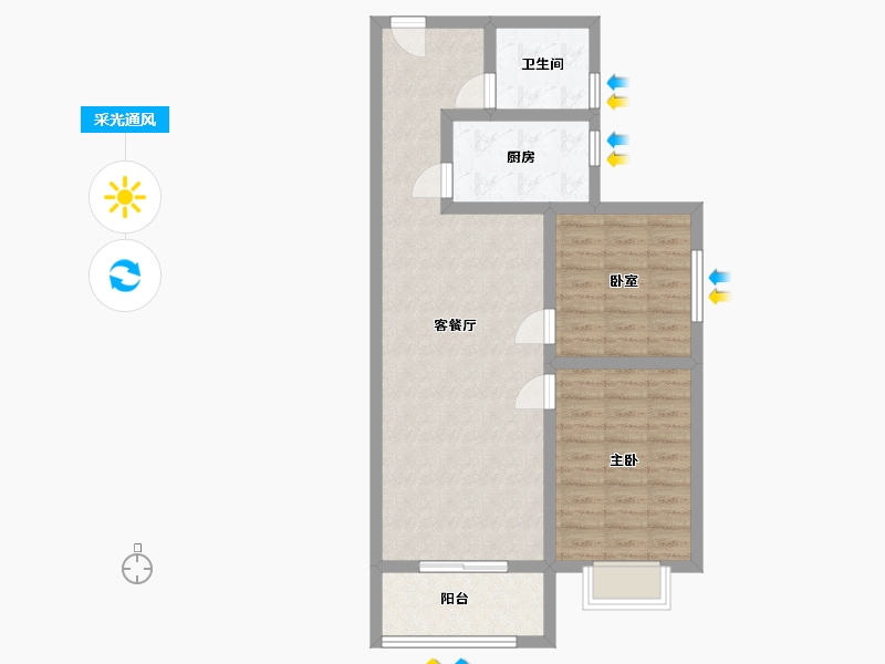 陕西省-咸阳市-滨河星城-75.95-户型库-采光通风